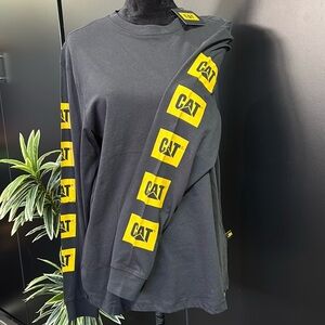 CAT Leon Long sleeve crew neck logo sleeves T-shirt